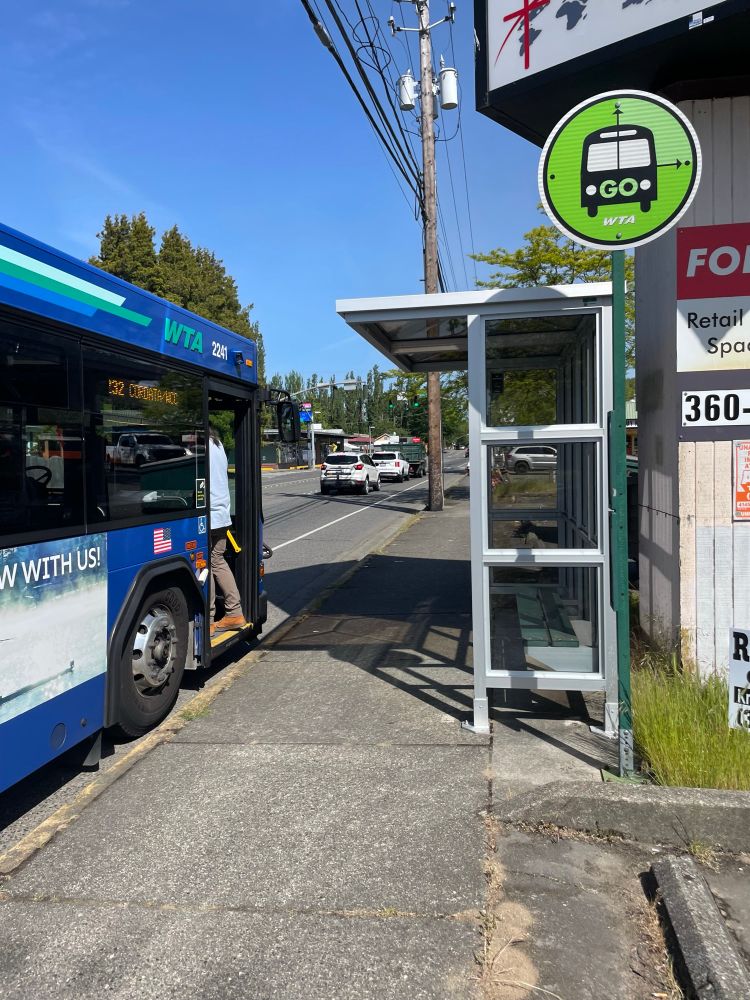 WTA bus at a green “go line” stop