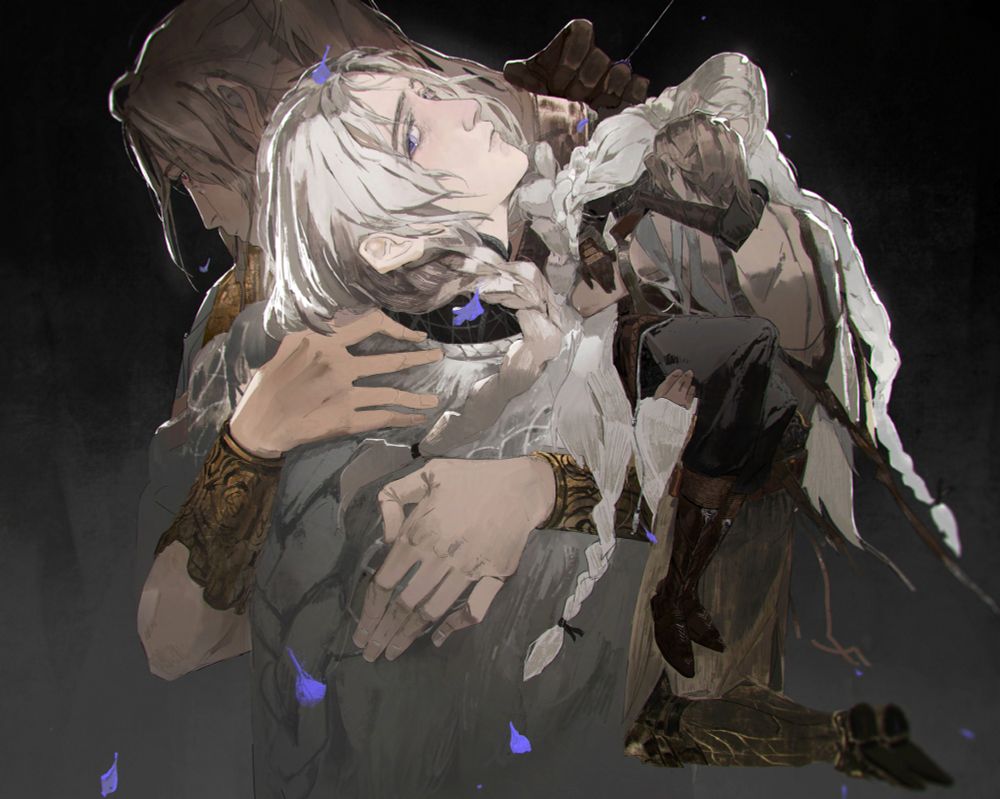 an illustration of two people embracing