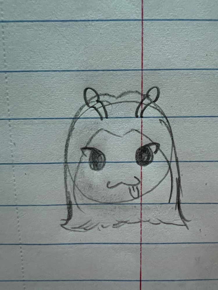 breepin’s persona but a silly face sketch; no color