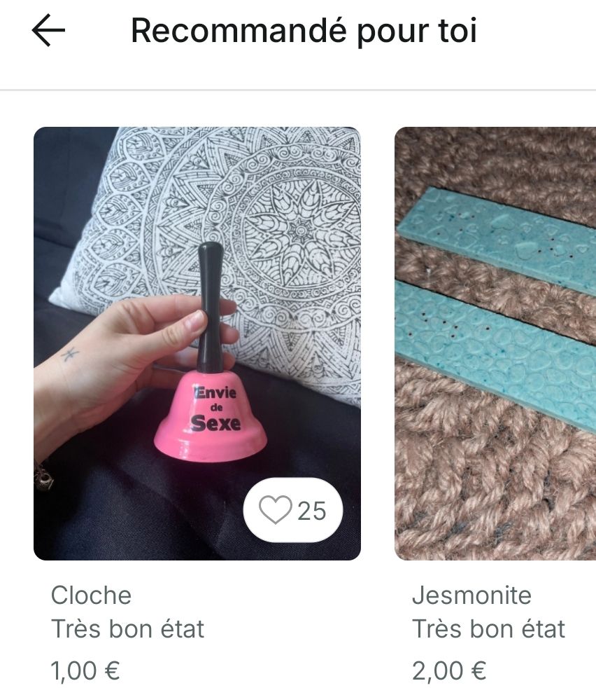 recommandé pour moi  sur vinted 
cloche "envie de sexe" à 1 euro