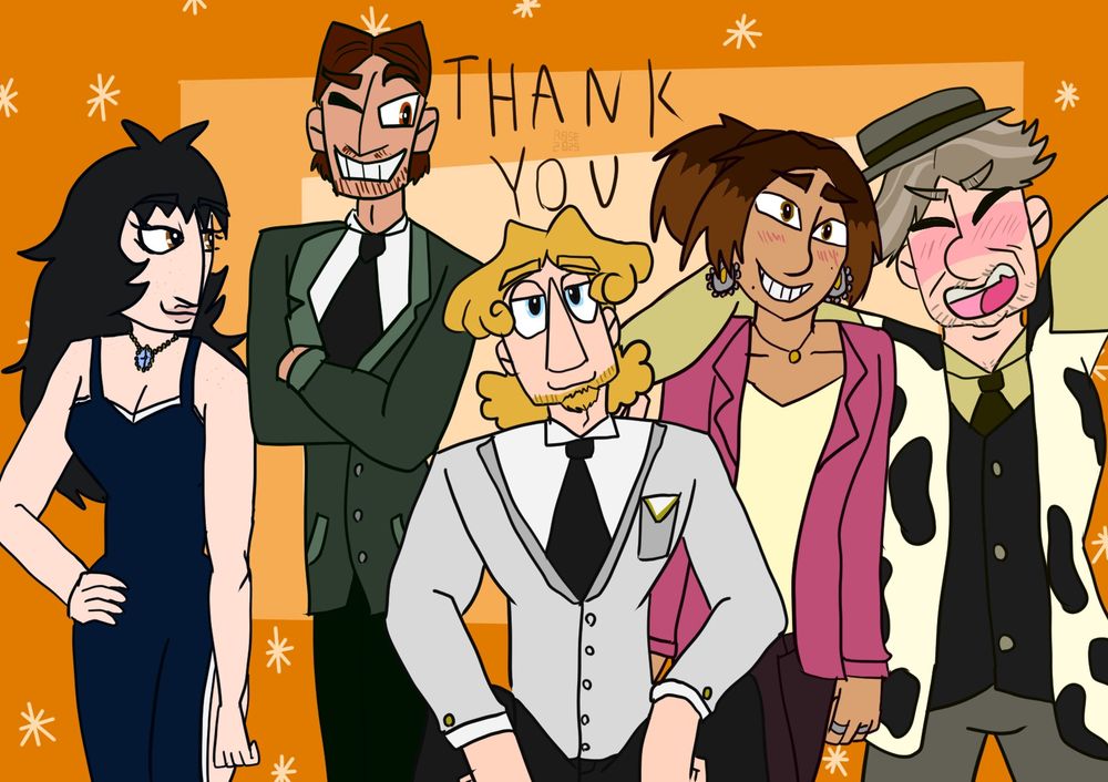 An artistic recreation of a screenshot taken from Joetastic’s recent video about Mouthwashing and the steam awards. The words “thank you” hovering above them.