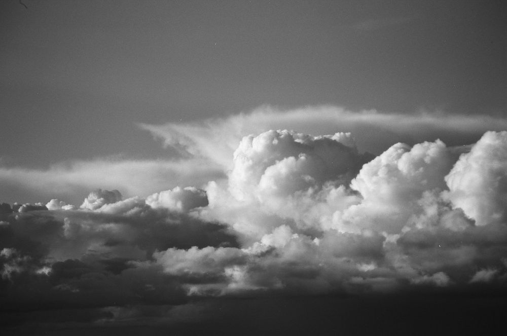 A massive storm front looms over the Pacific Ocean. 