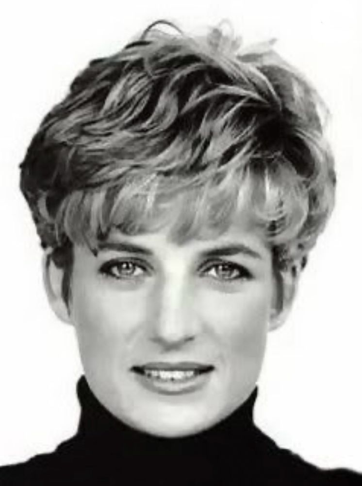 Princess Diana in a black turtleneck