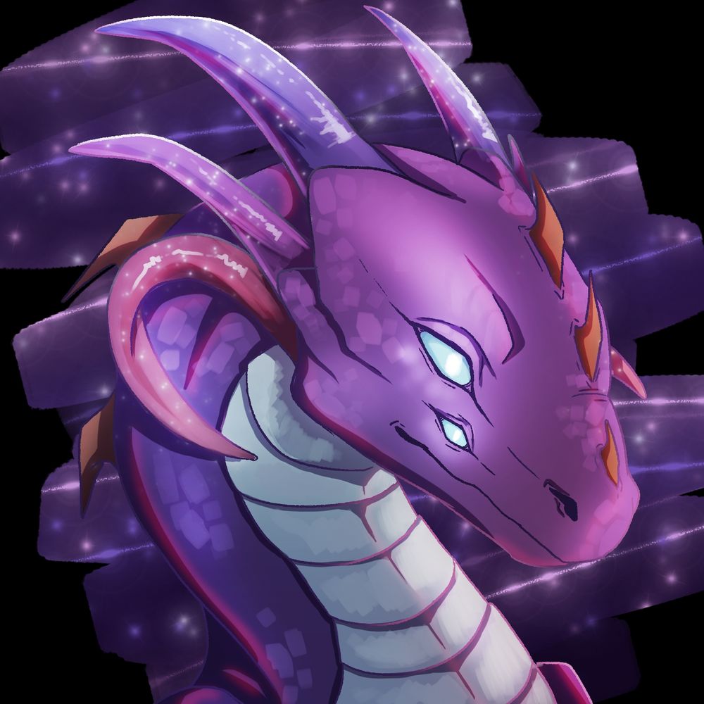 A purple space inspired glowy dragon