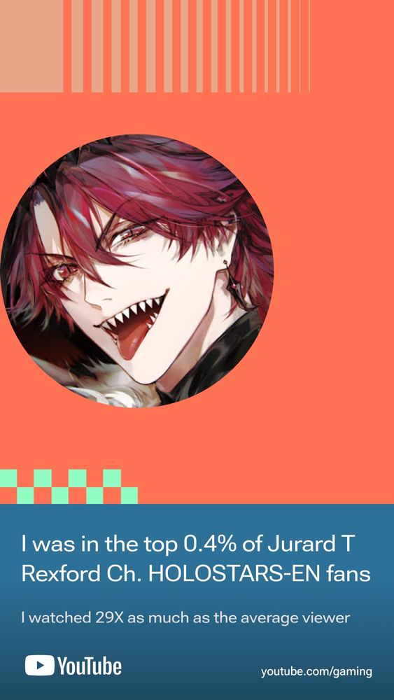 a youtube gaming rewind screencap showing i was in the top 0.4% of jurard t rexford fans... need to lessen it ngl