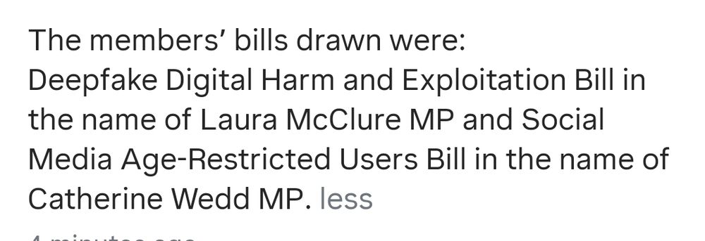 The members bills drawn were: ACT MPs criminalising deepfakes bill and National MPs age gating social media bill