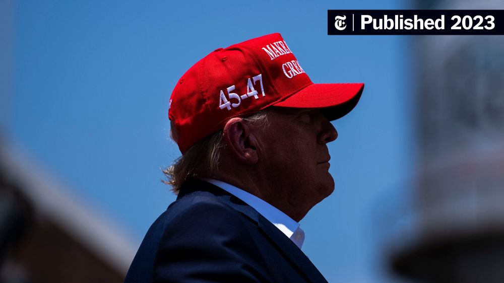 #47, Trump in profile wearing a red hat. Credit NY Times 