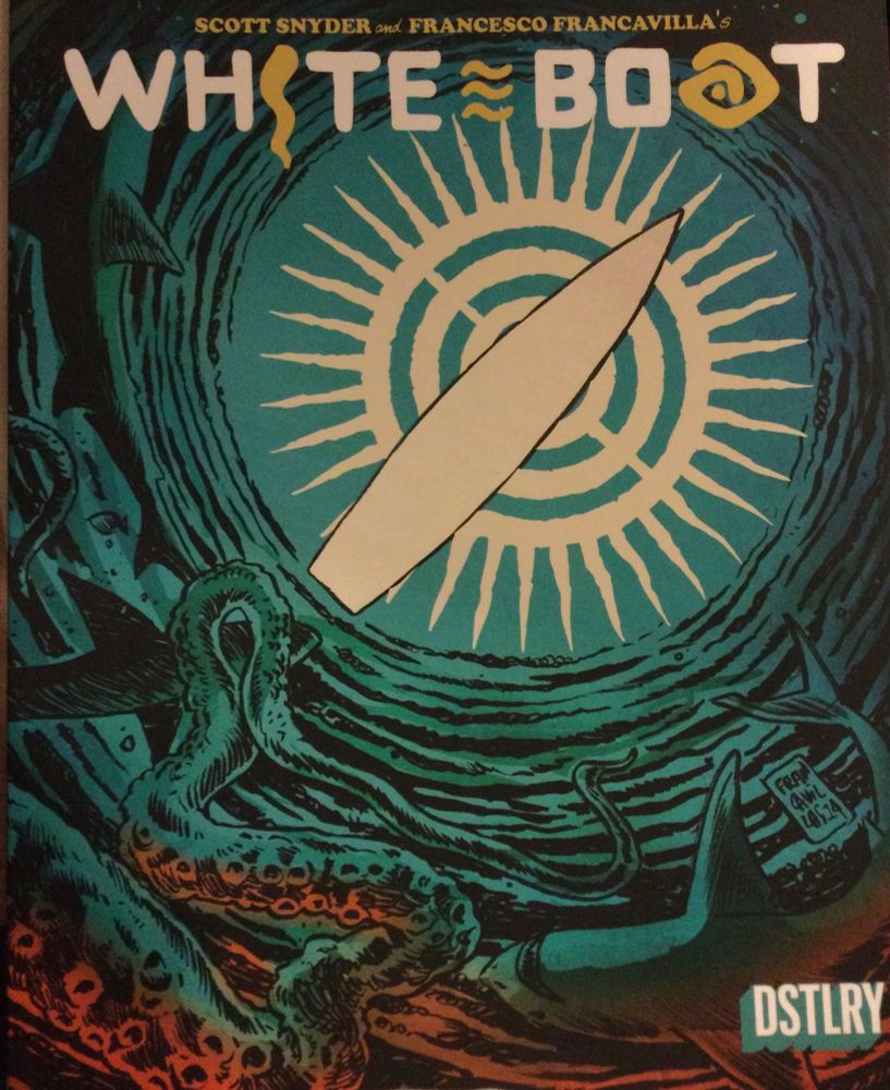 Cover of the comic WHITE BOAT 2 from the publisher DSTLRY depicting ancient sigils and sea monsters.
