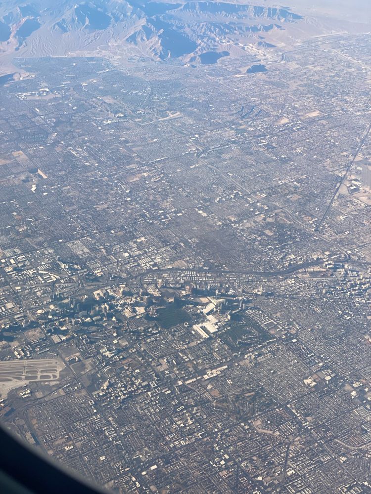 View of Las vegas from an airplane window