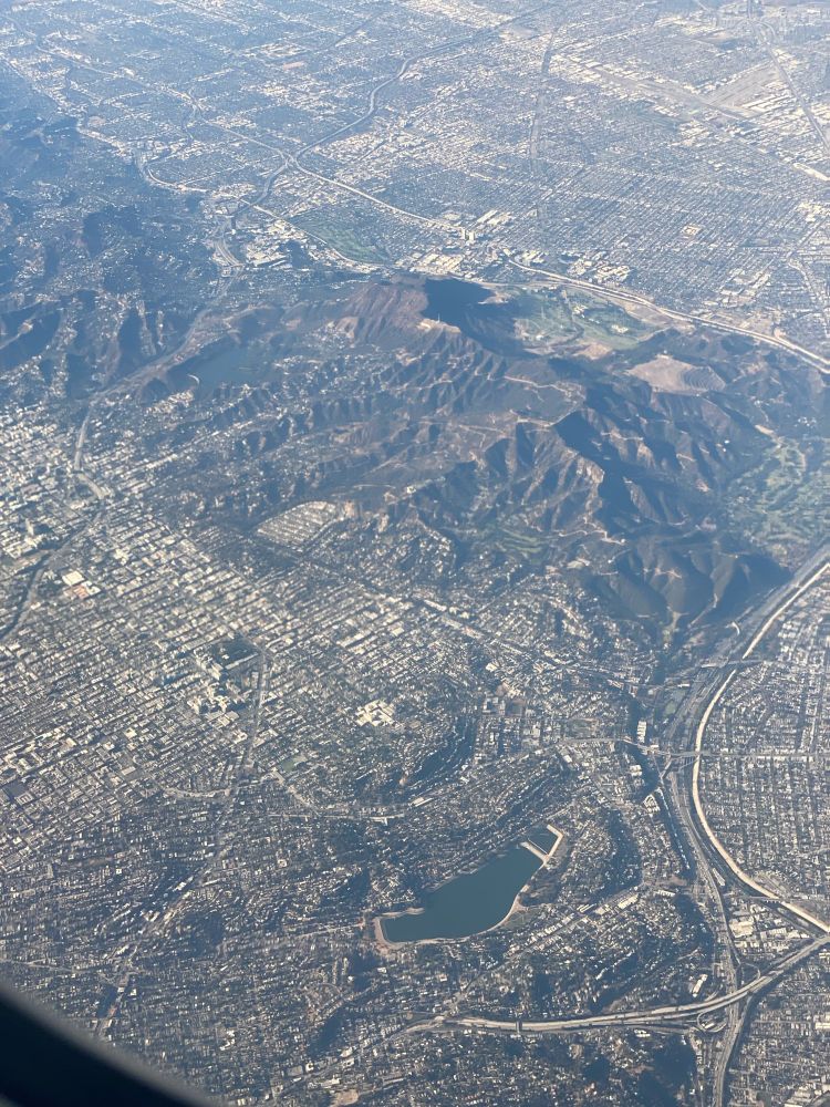 View of Los angeles from an airplane window