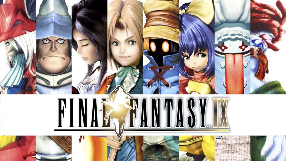 Image of 8 characters from the game Final Fantasy 9 presented in a row. Vivi has been slightly painted over.