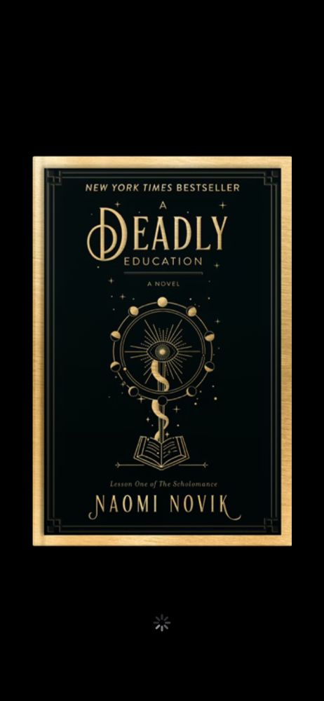 Screenshot of the book title cover for "A Deadly Education" by Naomi Novik