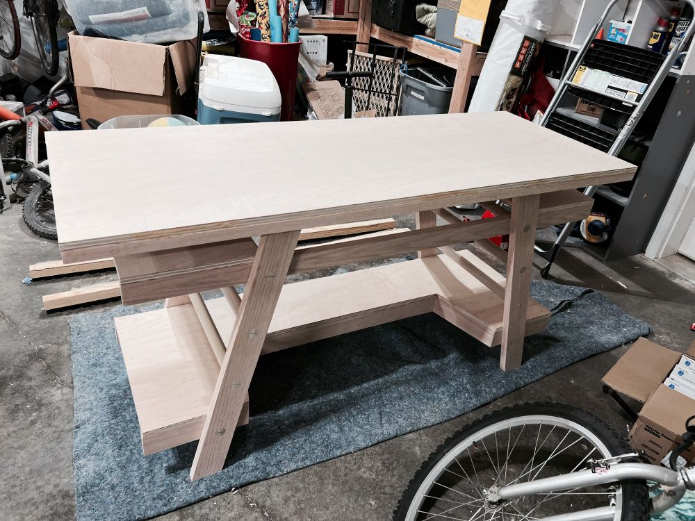 Knockdown desk build in progress