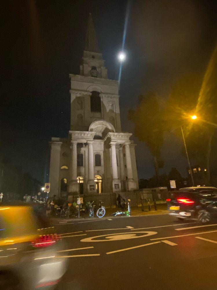 Christ Church in East London in a full moon. 