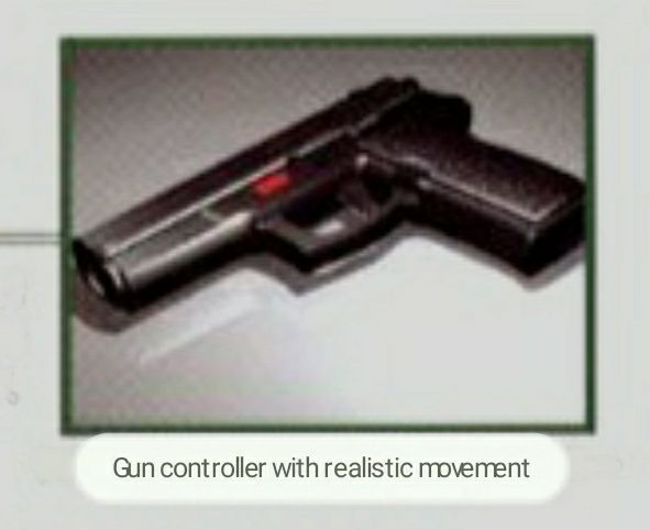A compressed jpeg of a gun with the caption "Gun controller with realistic movement"