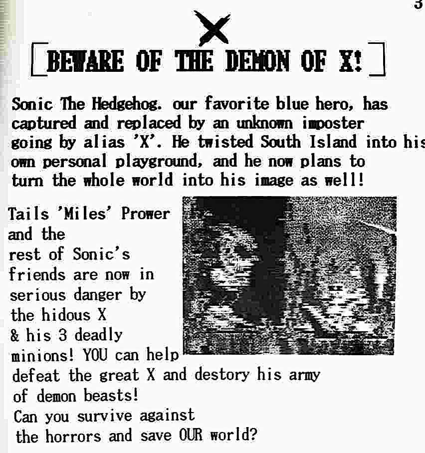 GEAR SHIFT's "BEWARE THE DEMON OF X!" manual mockup with the Evangelists and a villainized NiX, originally known as TKR