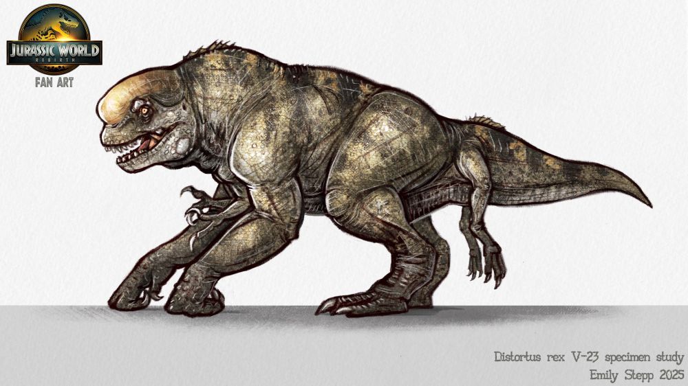 Digital sketch of a slightly different mutation of the D. rex with extra hind legs.