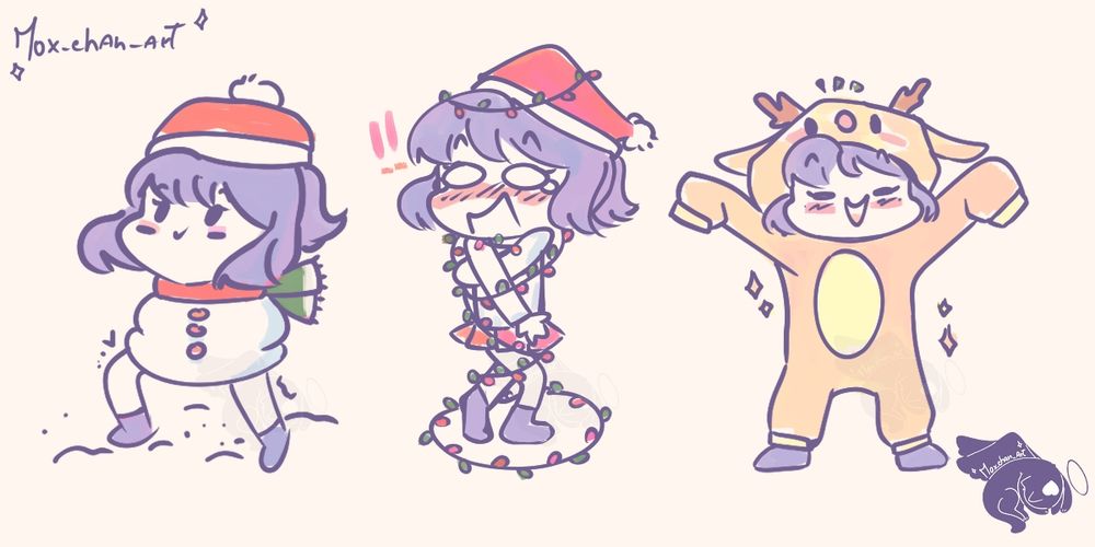 Cute and funny Christmas doodles 
Oc : Moxxie (Mox) my oc :3❤️