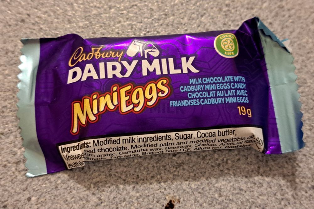 Pacakge of Cadbury Dairy milk & MiniEggs.