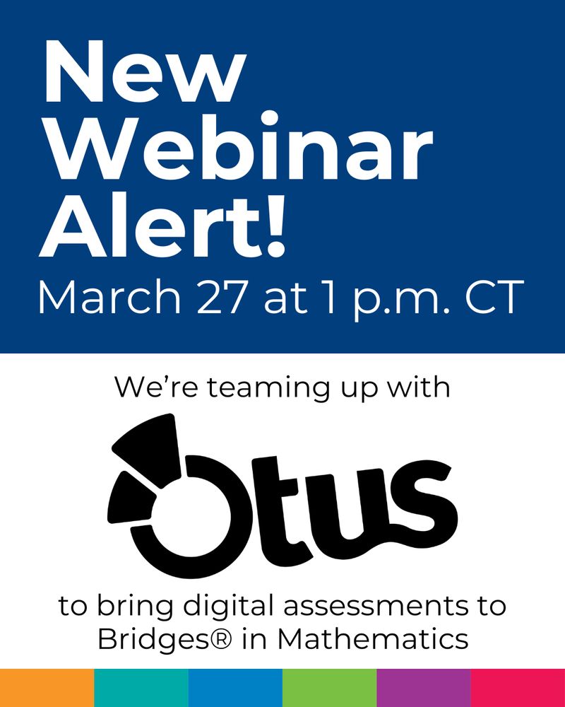 Promotional graphic titled 'New Webinar Alert!' for an Otus webinar scheduled for March 27 at 1 p.m. CT, focusing on digital assessments.