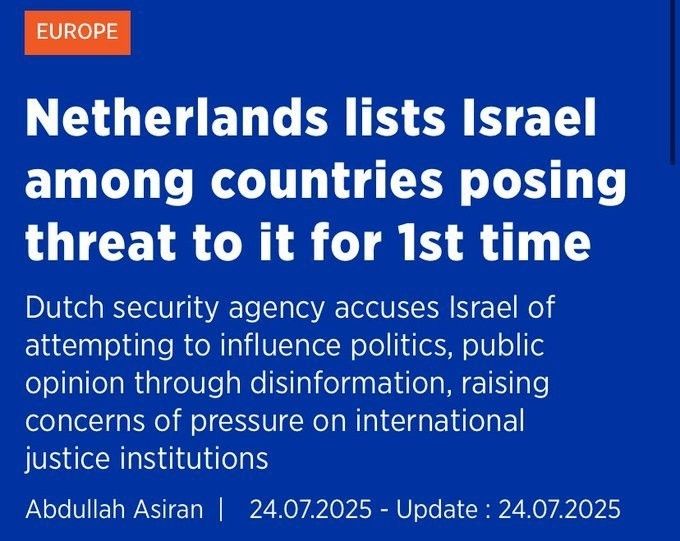 Alankomaat listaa Israelin turvallisuusuhan tuovien maiden joukkoon sen yrityksillä vaikuttaa politiikkaansa, yleiseen mielipiteeseen disinformaatiota levittämällä ja painostuksullaan kansainvälisiä oikeudellisia instituutioita vastaan.