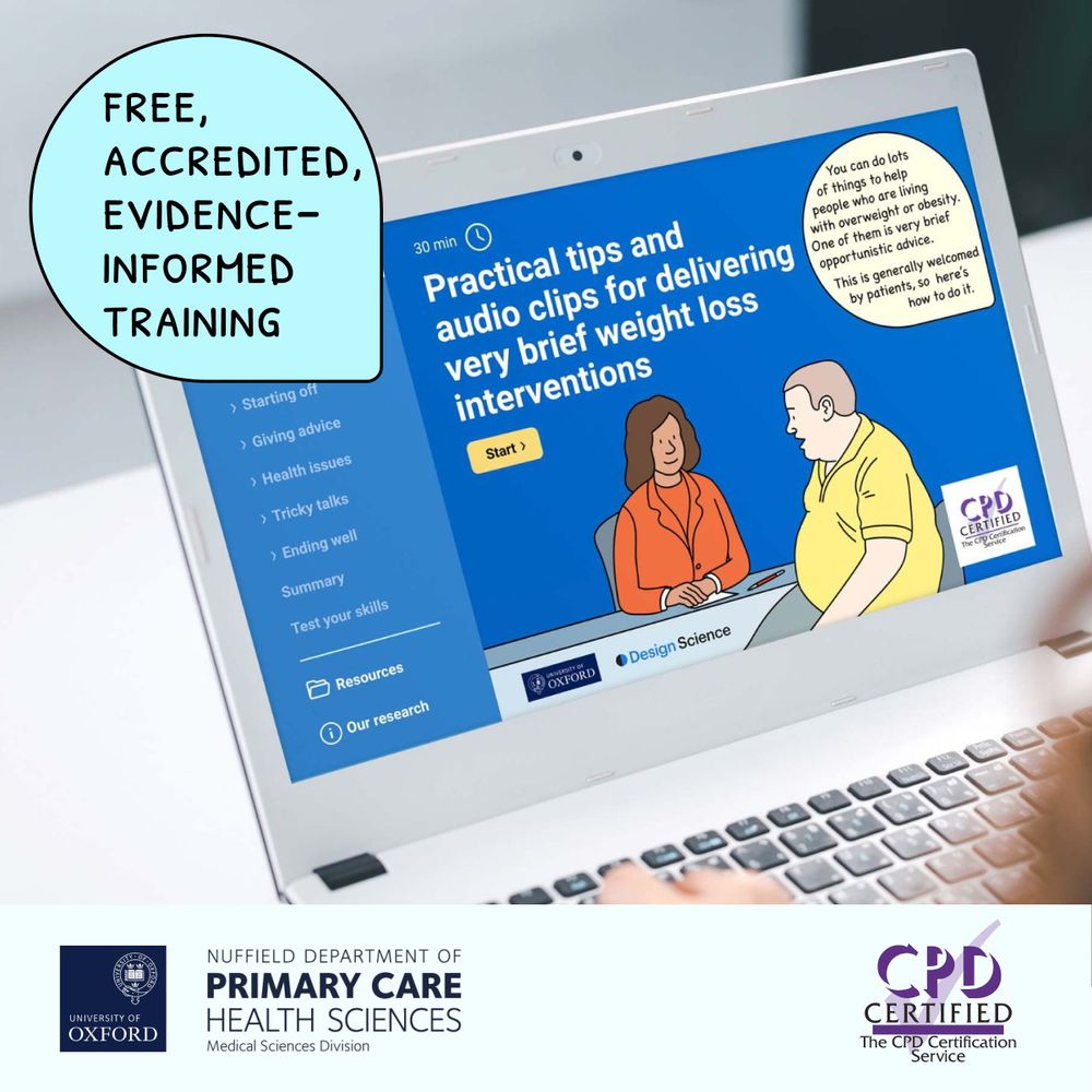 Image of a the new training tool open on a laptop above university of oxford and CPD logos. 