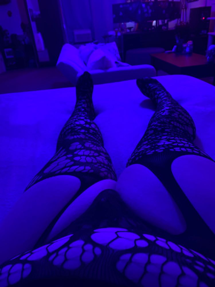 Tummy, bulge, and legs in fishnets