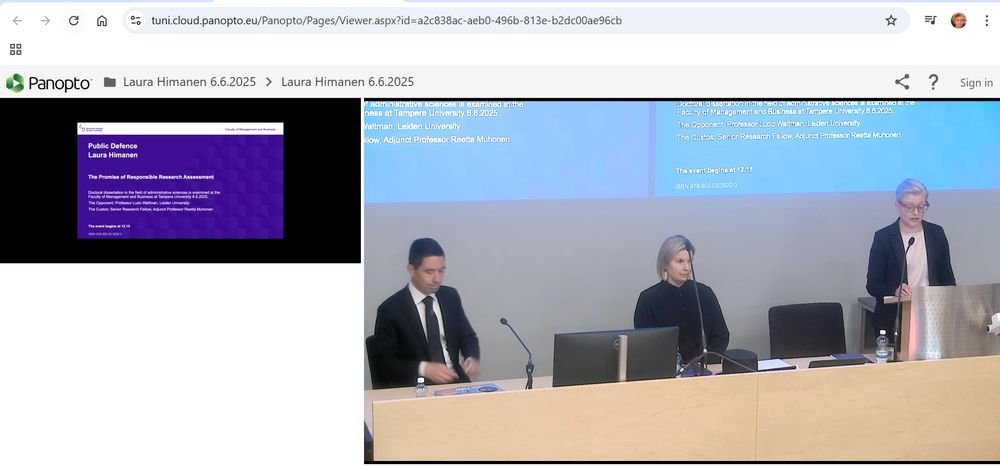 Laura Himanen defending her PhD thesis - The promise of responsible research assessment.