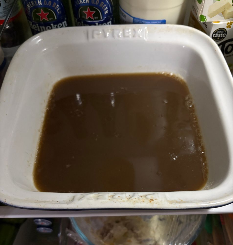 A tray of stock in my fridge