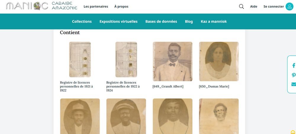 Portail "Manioc". Registre des licences personnelles 1922-1924
