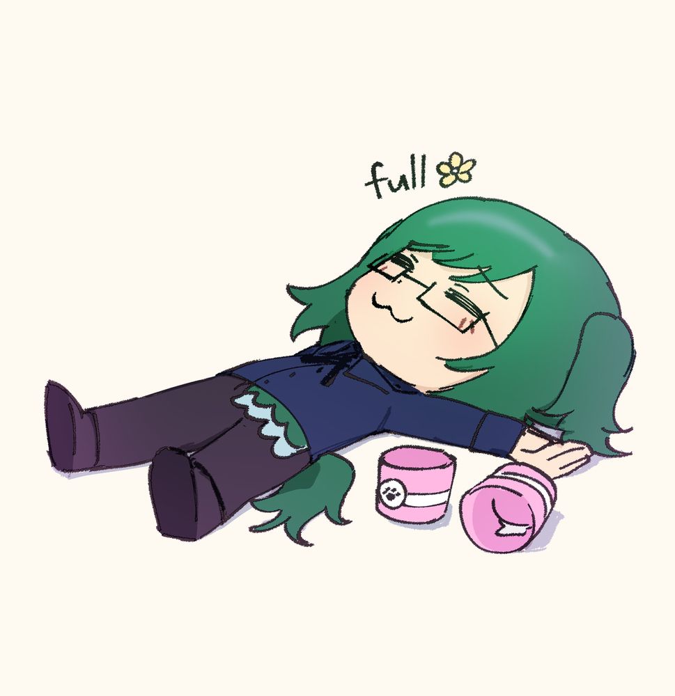 dog hai lying on the ground with two empty pup cups, visible sated from the sweet treats.