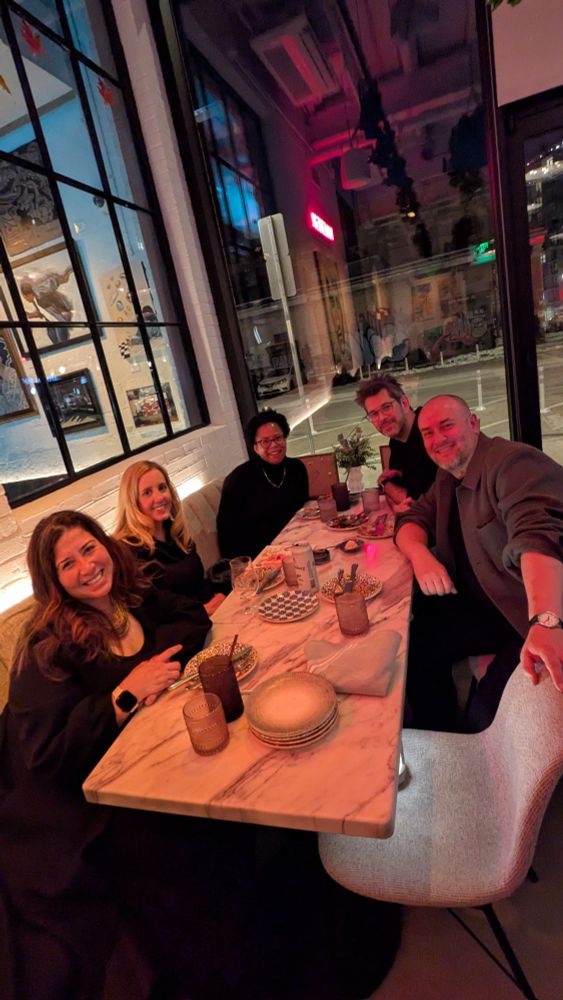 5 people at dinner, including me, but most aren't yet on bluesky
