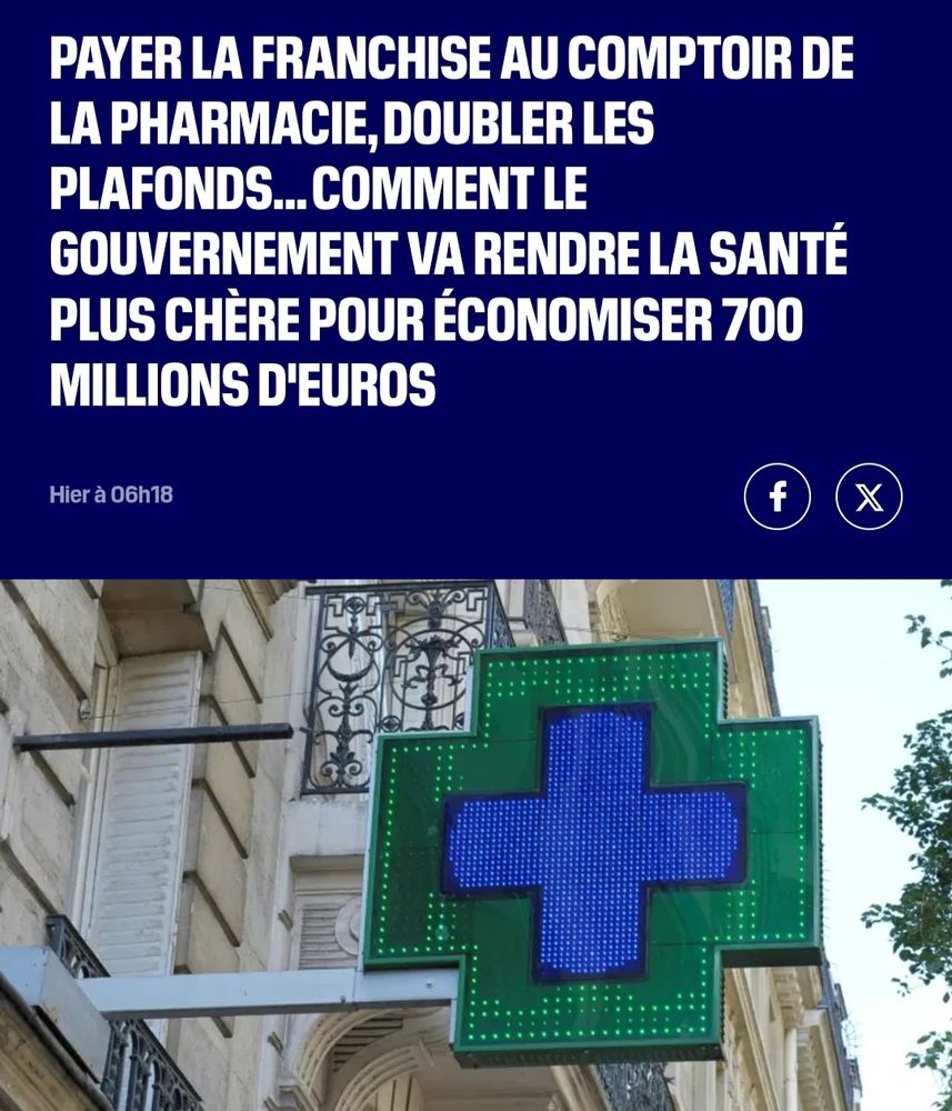 Payer la franchise au comptoir de la pharmacie, doubler les plafonds... Comment le gouvernement va rendre la santé plus chère pour économiser 700 millions d'euros. Article BFMTV.