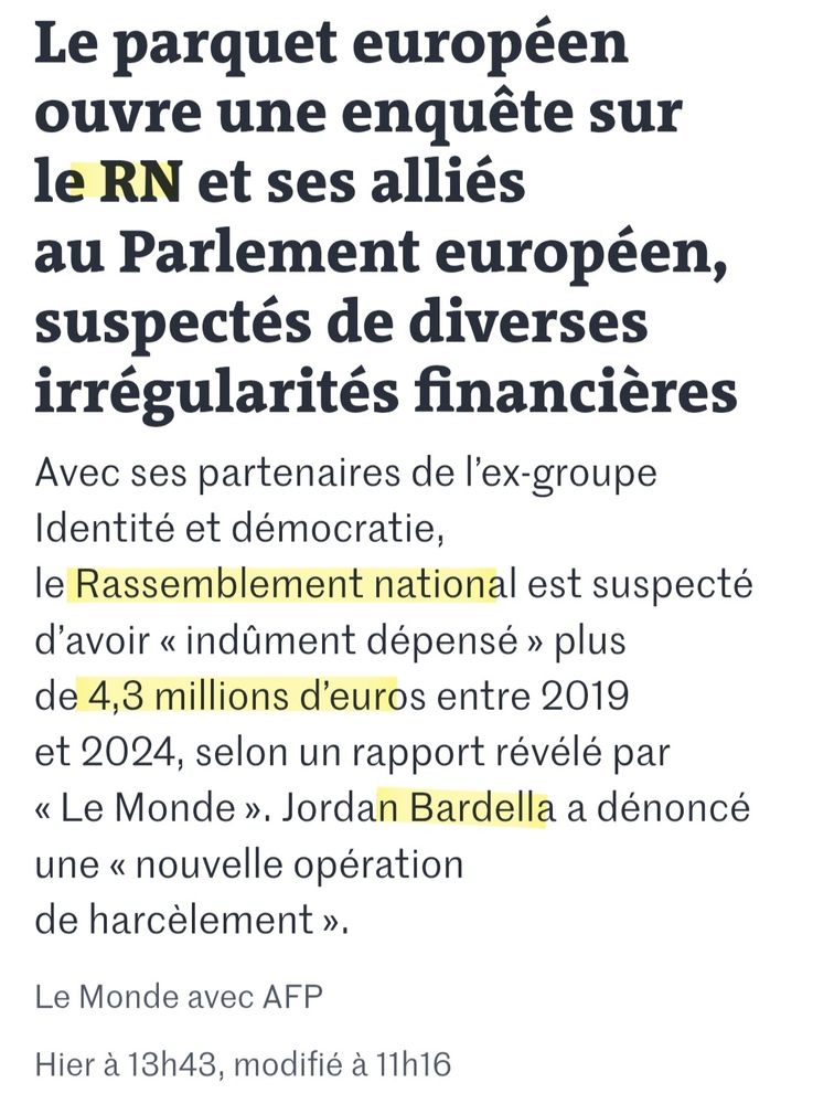 Article du Monde nouvelles irrégularités au Parlement européen 