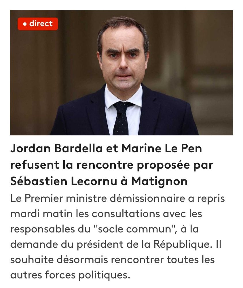Bardella et Le Pen refusent la rencontre proposée par Lecornu à Matignon 