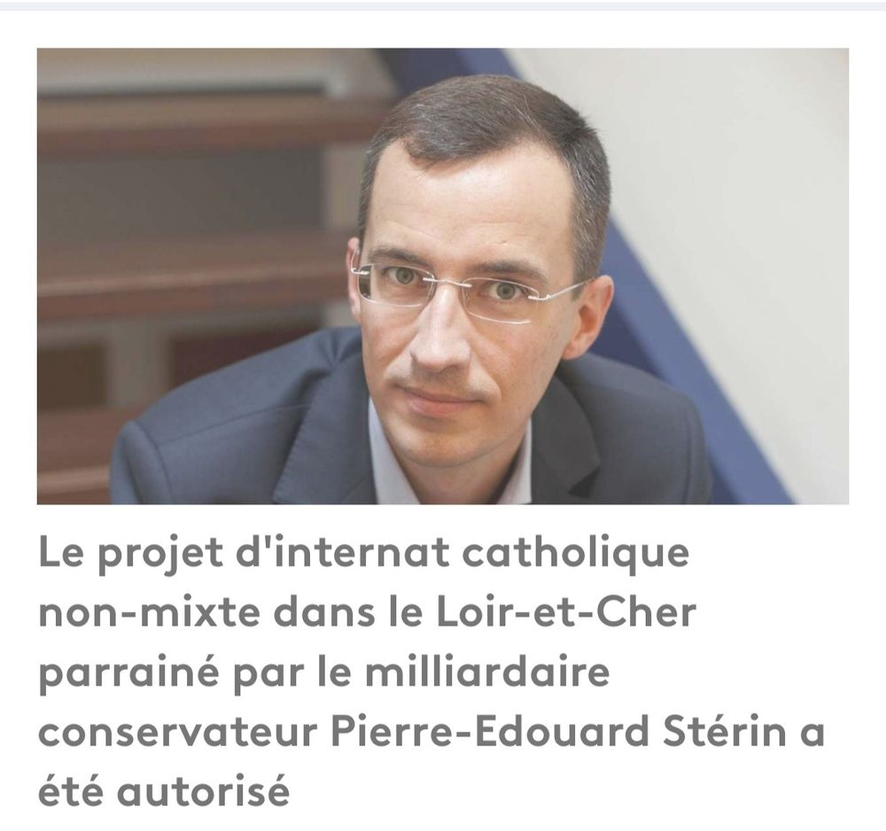 Article France info, le projet d'internat de Stérin à été autorisé 