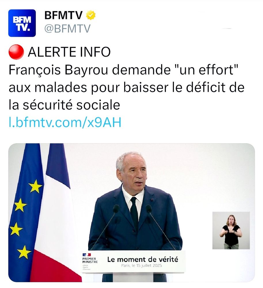 Bayrou demande un effort aux malades pour baisser le déficit 