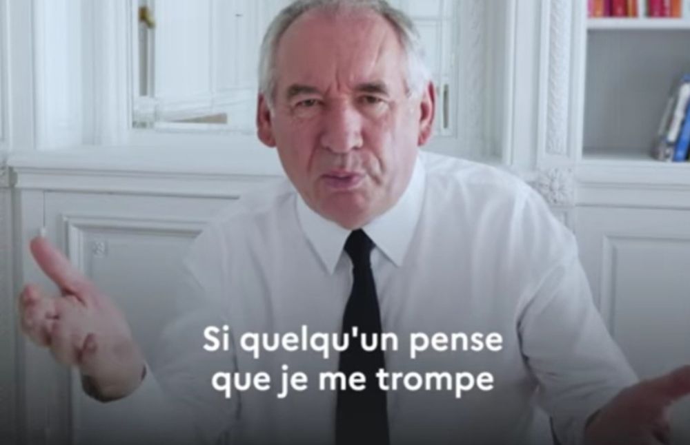 Capture d'écran de Bayrou disant "si quelqu'un pense que je me trompe"