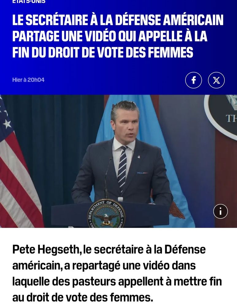 Le secrétaire à la Défense américain partage une vidéo qui appelle à la fin du droit de vote des femmes