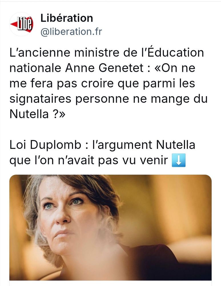 L’ancienne ministre de l’Education nationale Anne Genetet vise «l’hypocrisie» des pétitionnaires contre la loi Duplomb. «On ne me fera pas croire que parmi les signataires, personne ne mange du Nutella".
