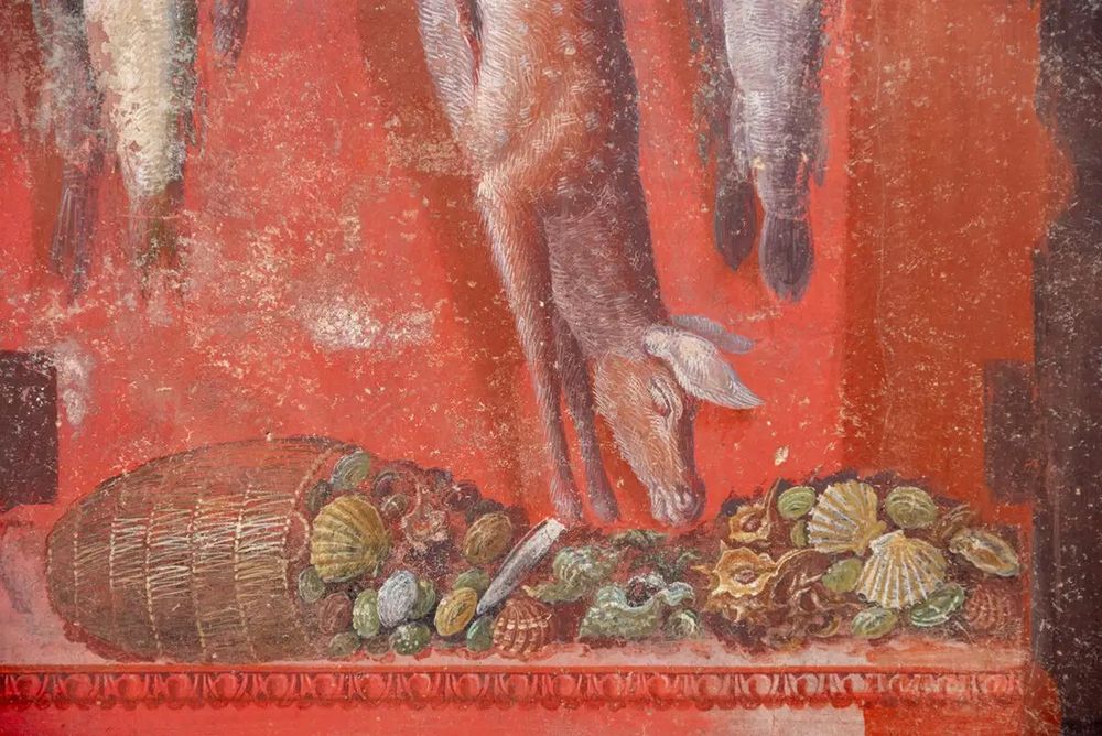 A close-up of the wall painting 