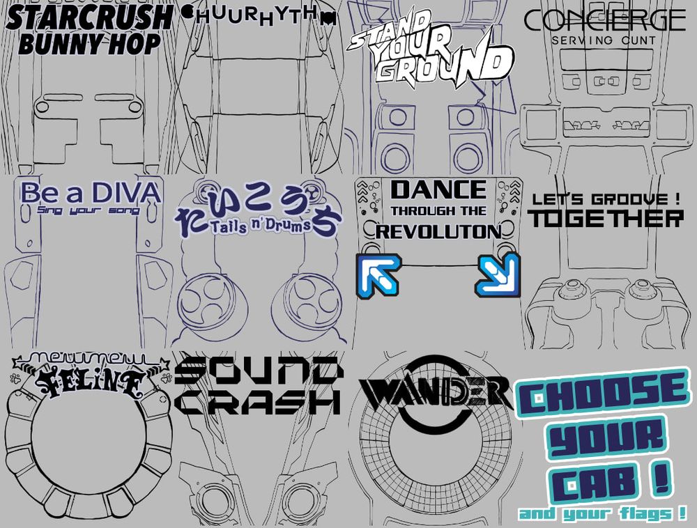 inventory of all available background cabinet (yet). Choose your cab ! and your flags !