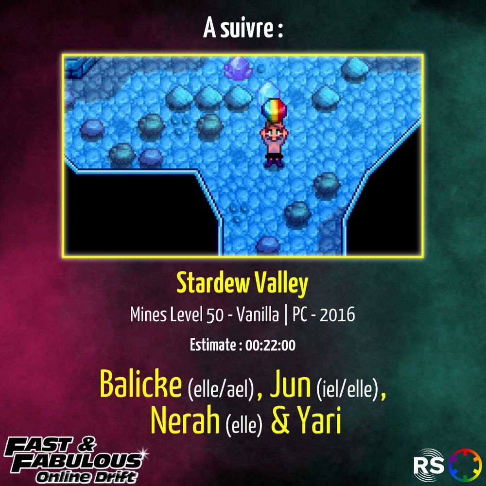 Run de stardew valley par Balicke, Jun Nerah et Yari, tout de suis sur la chaine twitch de fast and fabulous