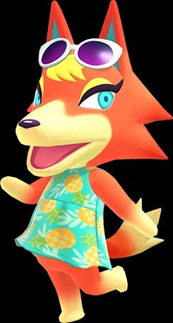 Audie, an orange wolf Animal Crossing villager.