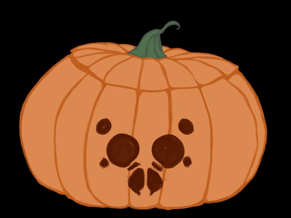 drawing of a spider carved into a pumpkin