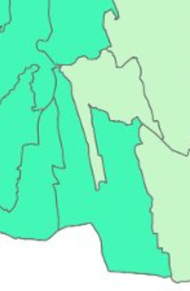 Foreslått bydelsgrense hvor den ene bydelen har en lang, tynn tarm inn i den andre bydelen.