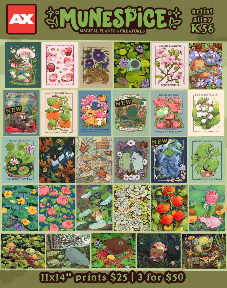 Anime Expo full catalogue for munespice featuring themes of magical plants and creatures - 11x14 poster prints