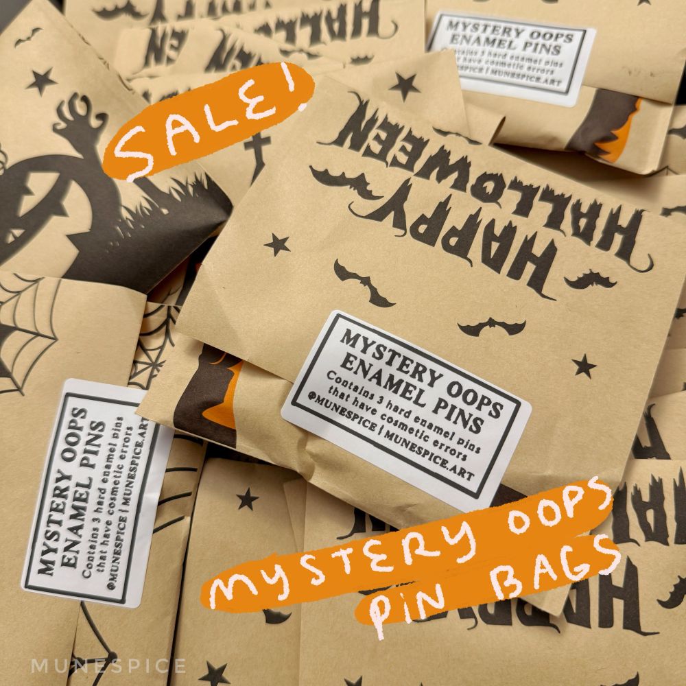 An image of the mystery pin bags that says there are 3 pins in each bags