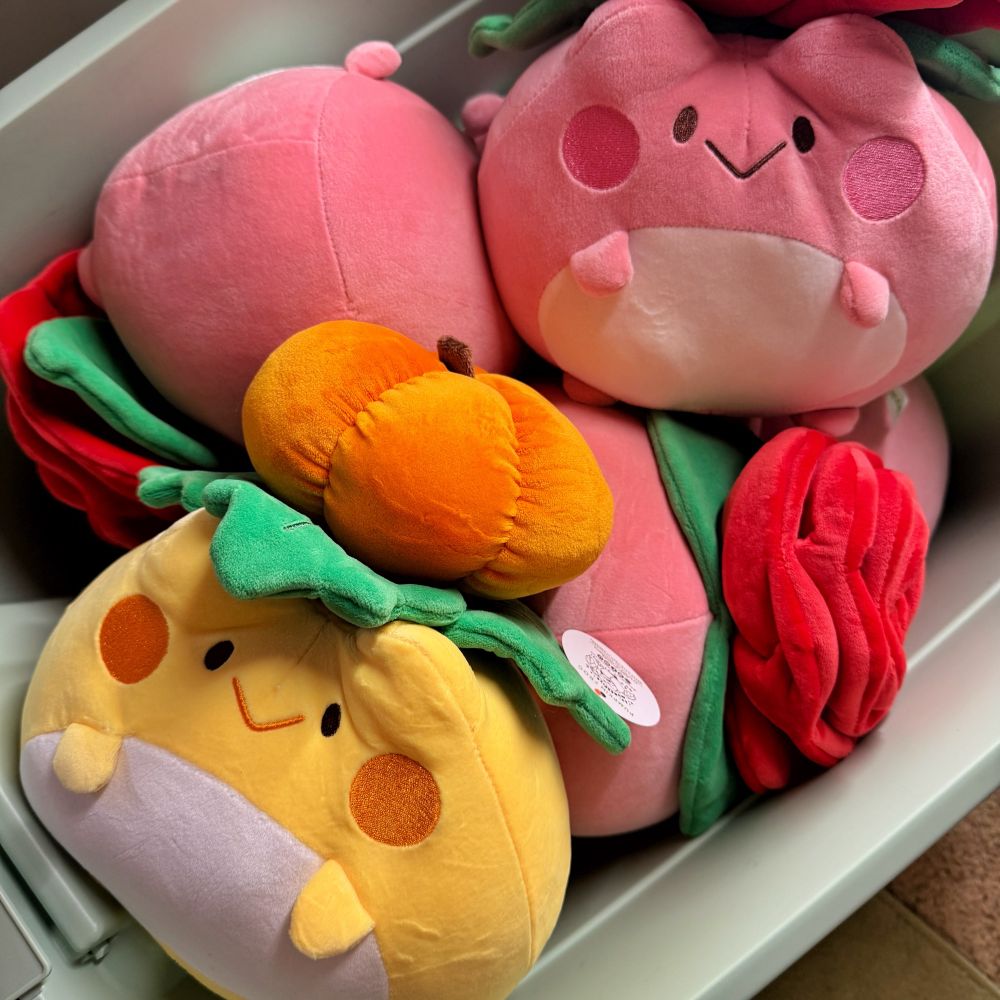 Image showing pumpkin and rose frogs in a bin