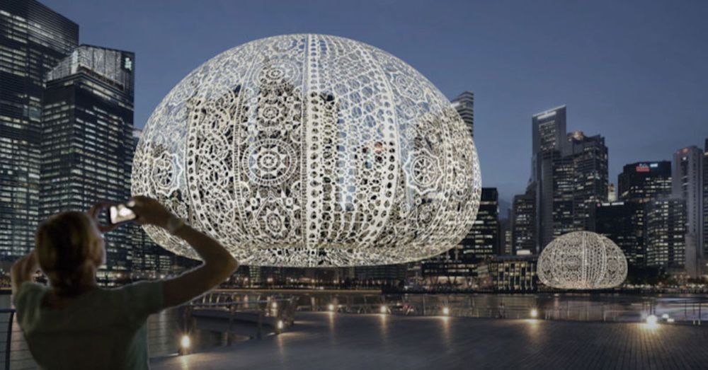 50 Artists Crochet Giant Sea Urchin Installations That Interact with Their Surroundings